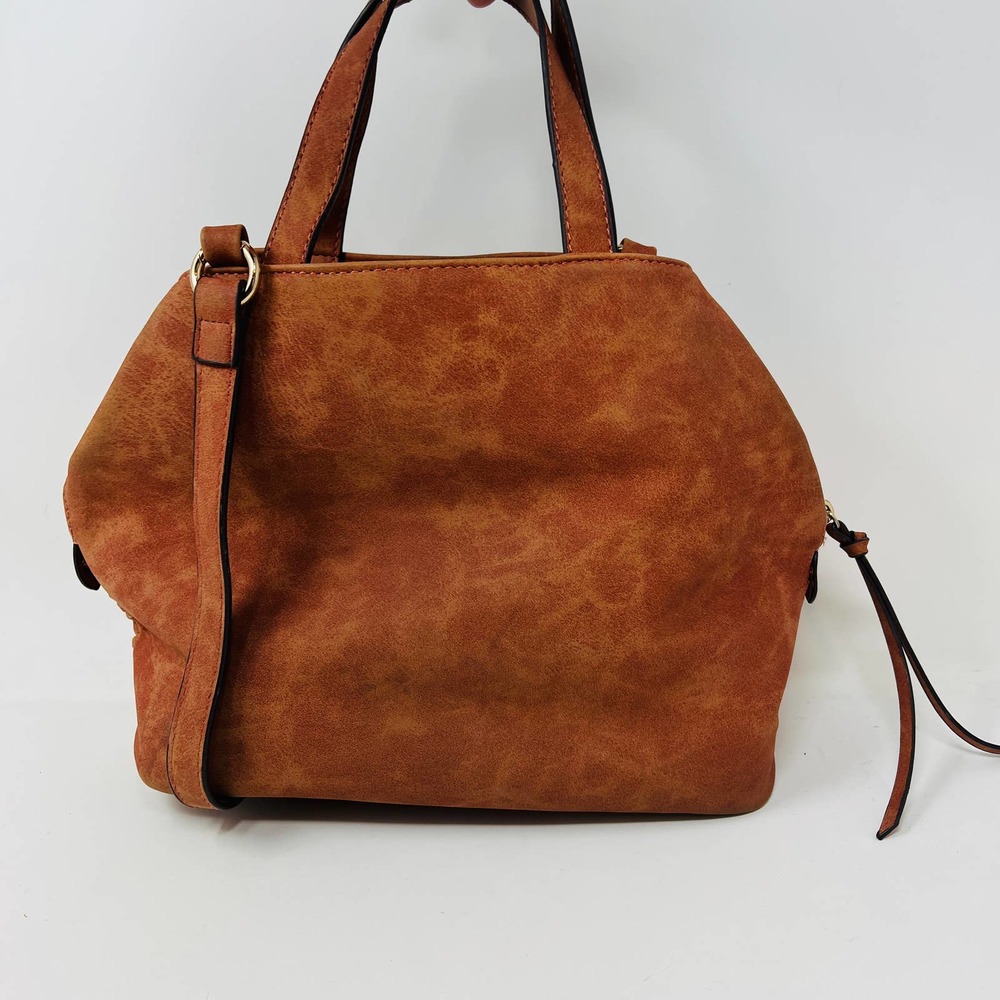 Free People Vegan Suede Stitch Side Bag Purse Handbag Tan